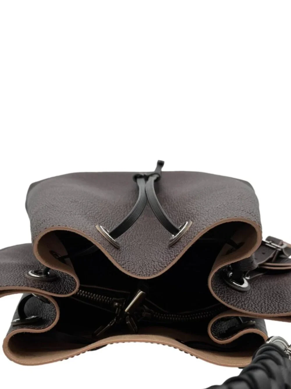 Louis Vuitton  Braided Handle Muria Mahina Leather Shoulder Hobo Bag Brown